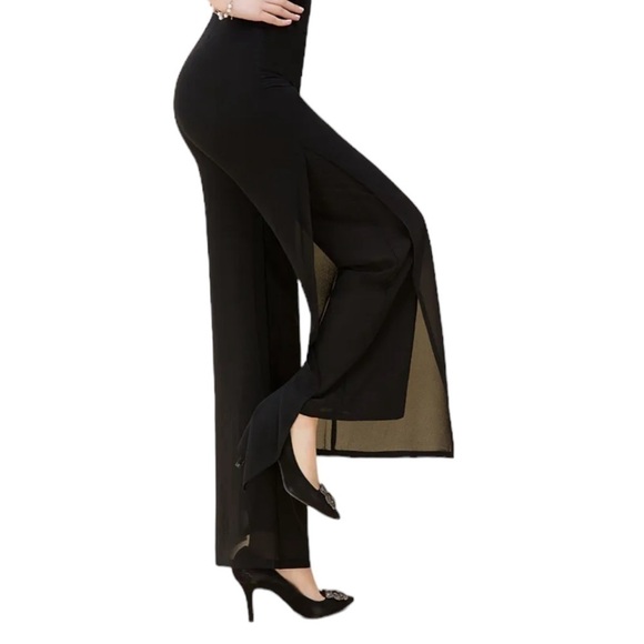 SHEER Split Wide Leg  Maxi Pants Gothic Lolita Balletcore Size 10 Black … - Picture 1 of 12